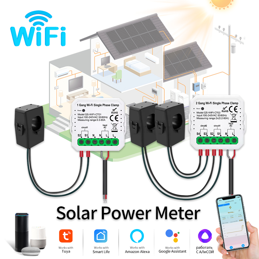 Energy Meter Bidirectional - Tuya 스마트 WiFi 태양 광 발전