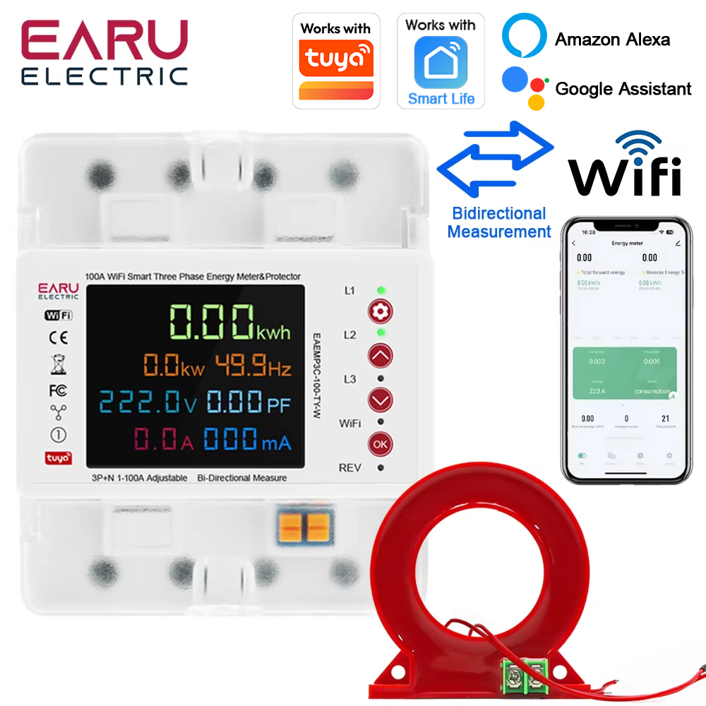 Energy Meter Bidirectional - EARU 3상 투야 앱 WiFi 스마트