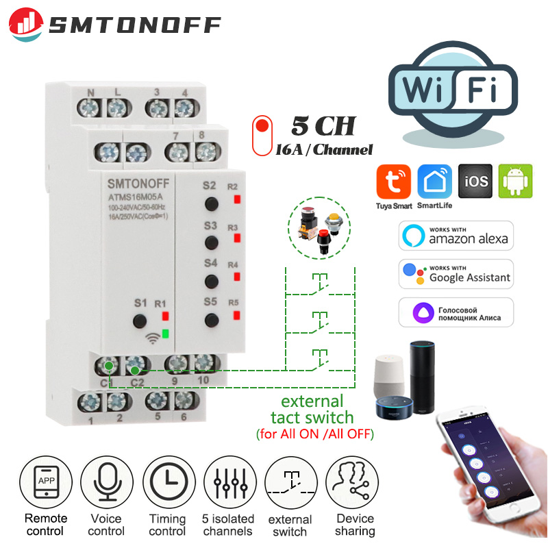 Tuya WIFI 5개의 절연 채널 확장 스위치가 없는 - Energy Meter Bidirectional 리뷰 및 가격