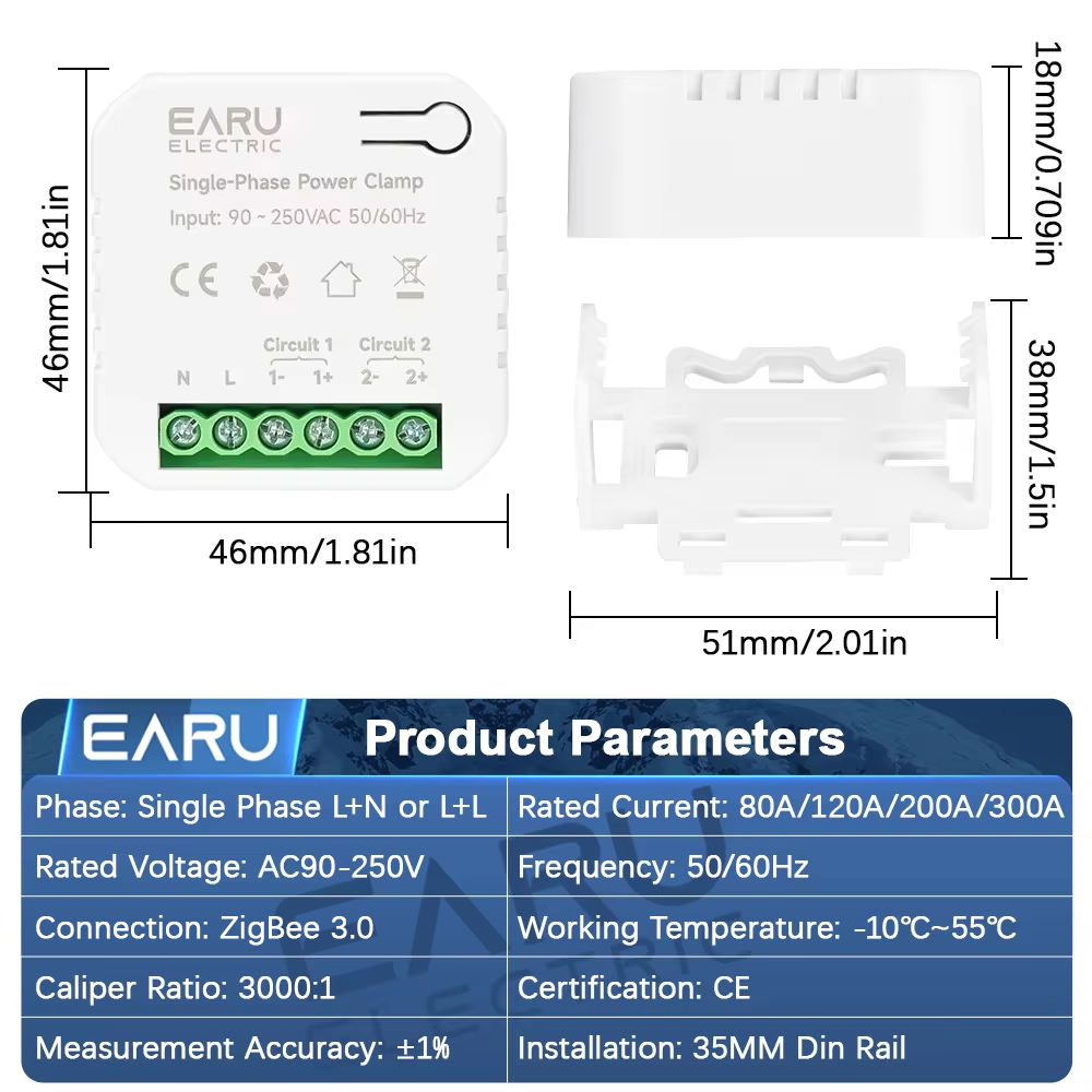 EARU 1 2단계 채널 Tuya 앱 ZigBee 스마 - Energy Meter Bidirectional 리뷰 및 가격